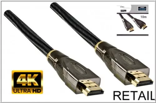 Кабел HDMI Premium, от мъжки до мъжки, DINIC Dubai Range, черен, дължина: 10,00 м, кутия